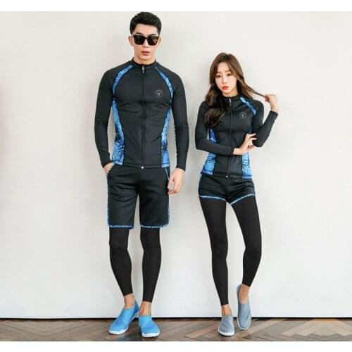 Mens Long Sleeve Zip Front Rashguard 3pcs set Swimsuit Full Body Dive Surf Snorkeling Suits Women 5pcs Yoga Fitness Jogger Suit