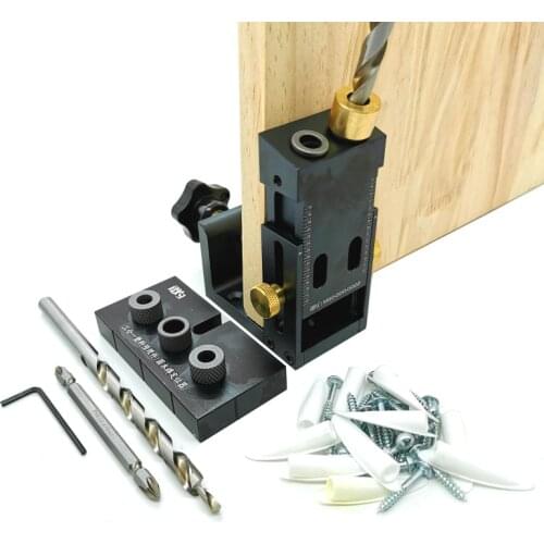 Pocket Hole Jig Kit Locator With Gripper 9mm Drill Bit Oblique Doweling Jig Hole Puncher For Angle Drill Guide Woodworking Tools