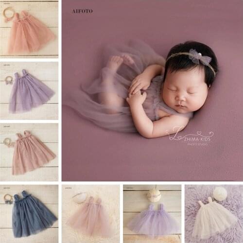 Baby Girls Outfits For Newborn Photography Props Sling Skirt Set Mesh Dress+Headband Infant Fotografia Accessories Studio Shoot