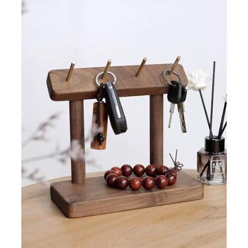 Desktop Ring Jewelry brass hook solid wood key storage bracket porch decoration door Nordic creative ornaments