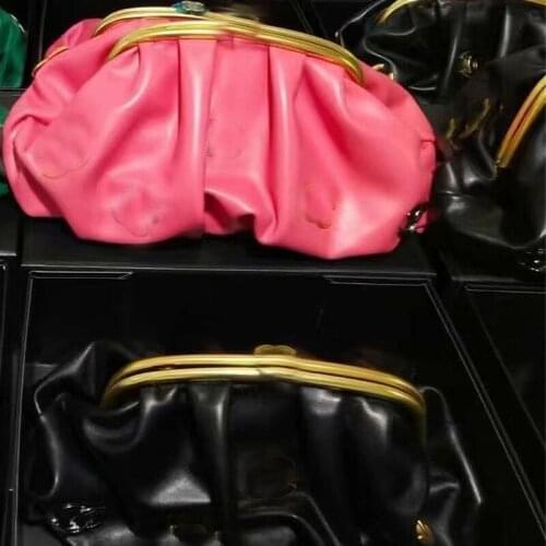 New Women Handle Metal Frame Purse Glossy Vintage golden Kiss Clasp Lock DIY Accessories for Bag