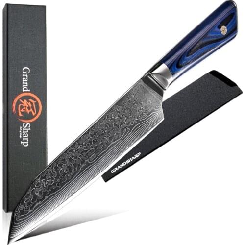 7.5 Inch Santoku Knife Professional Chef Knife Damascus Kitchen Knife Meat Fish Slicing Knives Cooking G10 Handle Grandsharp