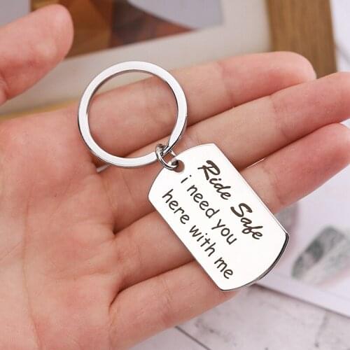 Oeinin Creative Keychain Man Ride Safe Need You Here WIth Me Key Chain Bags Boy Letter Color Key Ring Zinc Alloy Pendant Brelok