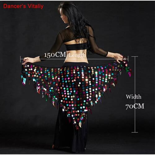 Women belly dance clothes sexy big sequins belly dance scarf lady dance accessories girls belly dance waist belt hip scarf