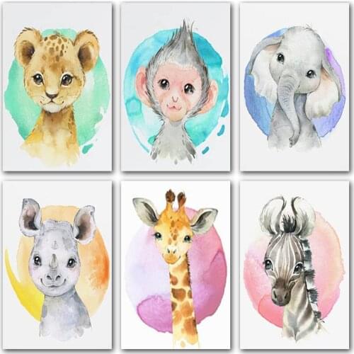 Full Square Diamond embroidery Cross stitch Full Round Diamond mosaic 5D Diamond painting Cartoon animals lion Elephant giraffe