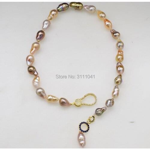Freshwater pearl multicolor drop reborn keshi baroque necklace 19inch FPPJ wholesale beads nature