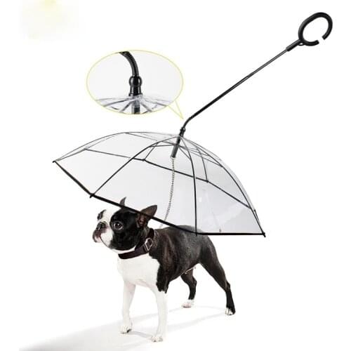 Transparent Pet Umbrella Dogs Cats Accessories C-shaped Umbrella Pet Products Adjustable Leash for Walking Dogs In Rainy Day