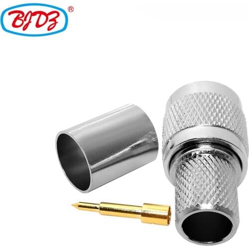 Free Shipping 10 PCS TNC Male Straight Crimp RF Connector for RG11/RG213/RG214/LMR400/RG8/7DFB/8DFB/H1000 Cable