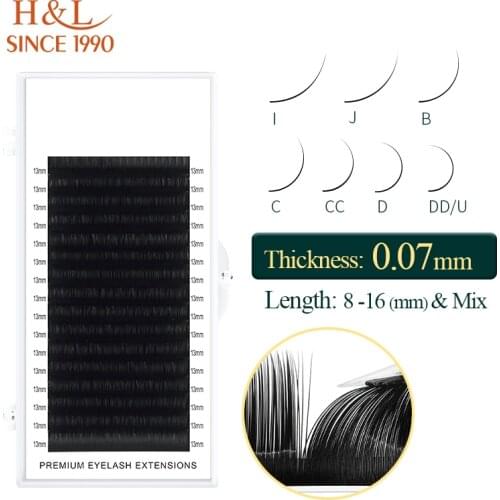 H&L SINCE 1990 16Rows 0.07 thickness individual eyelash lashes maquiagem cilios for professionals soft mink eyelash extension