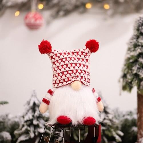 Forest Old Man Christmas Gnome Ornaments Lovely Knitted Hat Dolls New Year Decoration Forester Sitting Doll Christmas Adornment