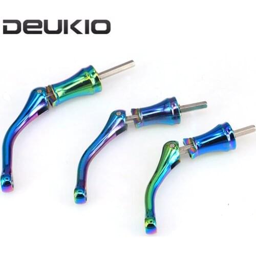 DEUKIO S/M/L Fishing Reel Handle Metal Colorful Spinning Bait Casting Wheel Crank Arm for 1000-7000 Series Reels Fishing Rocker
