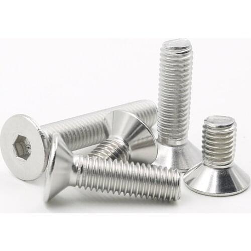 Hex Flat Machine Screws Metric Threaded Countersunk Metal Hexagon Head Bolt Set 304 Stainless Steel M2 M2.5 M3 M4