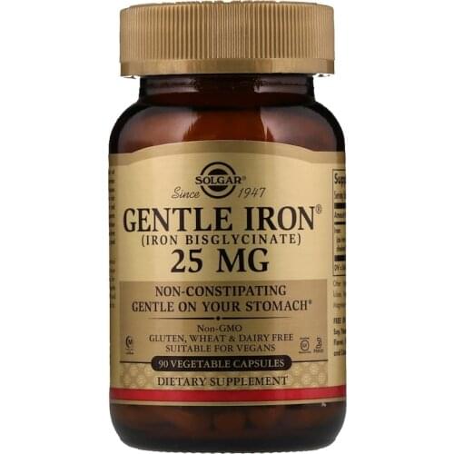 Solgar, Gentle Iron, 25 mg, 90 Vegetable Capsules FREE SHIPPING