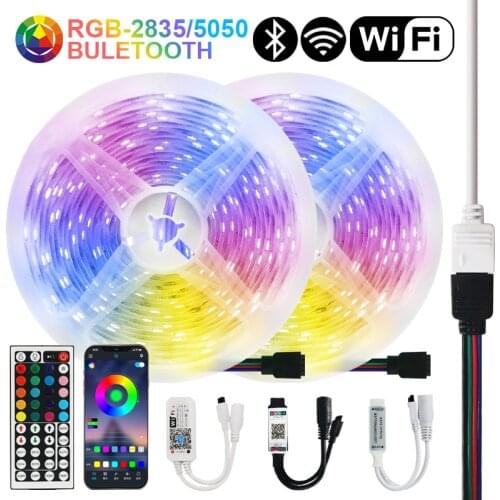 LED Strip Lights 12V Bluetooth Led RGB DC 5050 WiFi Luces SMD2835 Flexible Waterproof Tape Diode Remote Control Light For Room