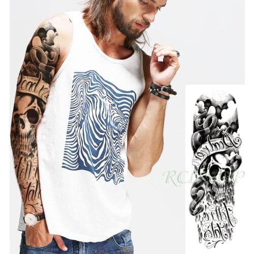 Waterproof Temporary Tattoo Sticker Snake Skull Head Animal "Good News" Letter Full Arm Fake Tatto Flash Tatoo for Men Women