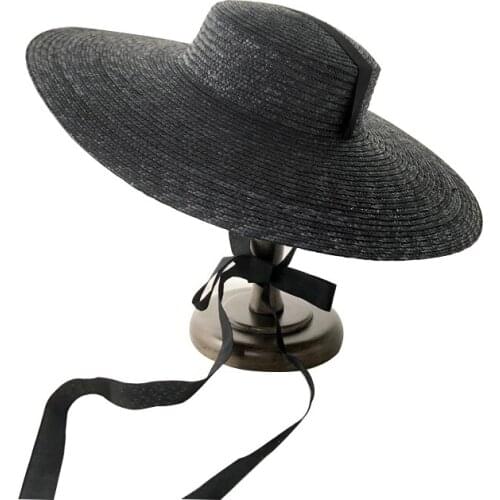 WeMe Boater for Models Show Straw Hats with Ribbon Bowknot Ladies Hats