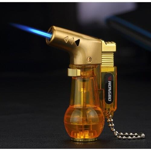 Transparent Creative Point Cigar Lighter Straight Into The Windproof Spray Welding Gun High Temperature Resistant Metal Portable