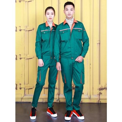 Green Mens Long Sleeve Jacket Long Trousers Two Pieces Set Coveralls Workshop Uniforms Property Labor V4