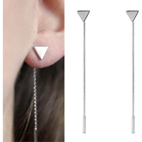 10 pairs/lot Long Tassel Drop Earrings Women Triangle Earring Gold Silver Chain Dangle Charm Eardrop Ear Jewelry Accessories
