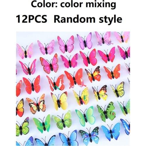 12pcs PVC 3d butterfly wall decoration cute butterfly kitchen refrigerator art decals home decoration room wall art stickers