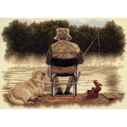 2020 Manufacturer DIY Artwork Old Man and Dog Embroidery Kit Near Me with 100% Cotton Flosses & Free Shipping for Home Decor