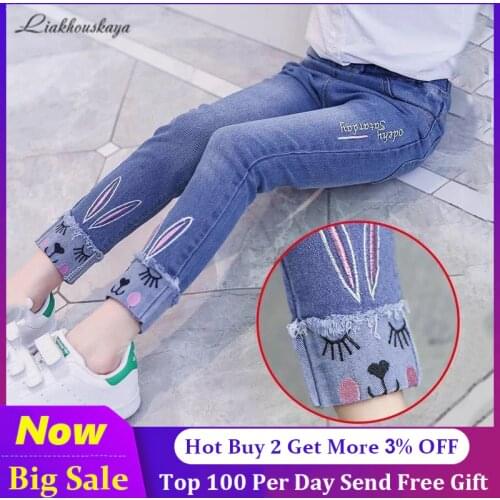 2020 Fashion Baby Girls Skinny Jeans For Toddler Girl denim Pants Casual Kids Clothes Children Trousers Teenager Ripped Jeans