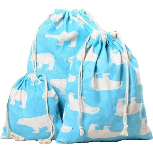 40PCS / LOT Multi-type Cotton Fabric Storage Package Drawstring Bags for Women Sack Backpack Travel Makeup Bag String Bag Tote