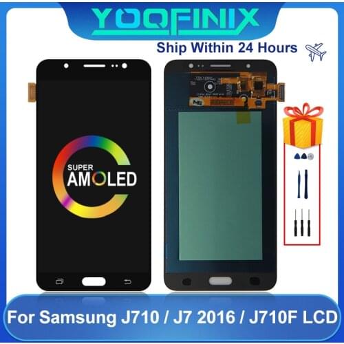 AMOLED For Samsung Galaxy J7 2016 LCD SM-J710F J710FN J710H J710M J710 Display Touch Screen Digitizer Display Replacement Parts
