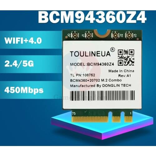 BCM94360Z4 1300Mbps 802.11a/g/n/ac WLAN + Bluetooth 4.0 M.2 NGFF Dual Band Card for macOS PK DW1830
