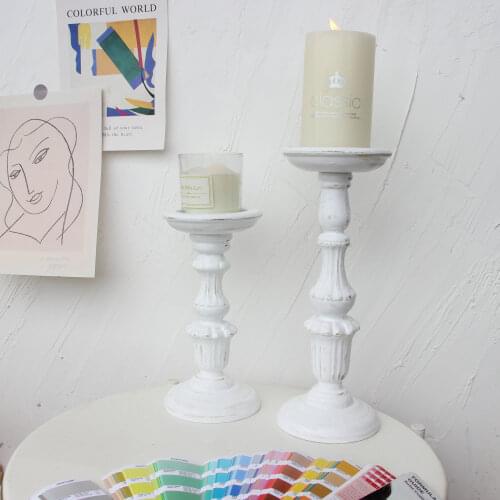 White Candelabrum Wooden Creative Candlestick Pattern Tray Candle Holder Handmade Table Desktop Rustic Wedding Holiday Decor