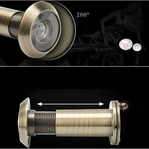 Home Security 200 Degree 35-55mm Door Scope peephole Viewer Peep Sight Hole Wide Angle Retractable Peeping Child Safety