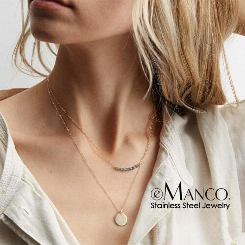 E-Manco stainless steel necklace women initial custom letter necklace womens pendants necklaces jewelry