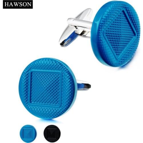 HAWSON Factory Retail Mens Metal Cufflinks Round Enamel Cuff Links with Box