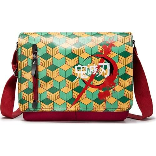 Anime Demon Slayer Cosplay Canvas PU Backpack Character Kimetsu No Yaiba Kamado Tanjirou Cartoon Schoolbag Gifts for Children