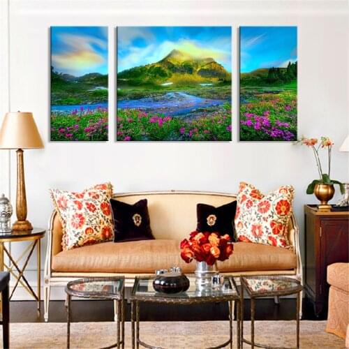 Art prints painting beautiful scenery canvas Modular nordic pictures triptych home artwork posters and prints wall picture klimt