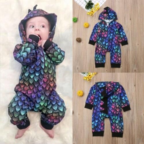 Baby Boy Girl 3D Dinosaur Costume Colorful Rompers warm autumn winter cotton romper Playsuit Clothes Newborn Infant Hooded