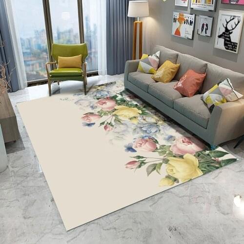 Colorful Flower Pattern Carpet Room Floor Printed Carpet For Living Room Bedroom & Home 2020 Area Alfombra Printed Flannel Rug