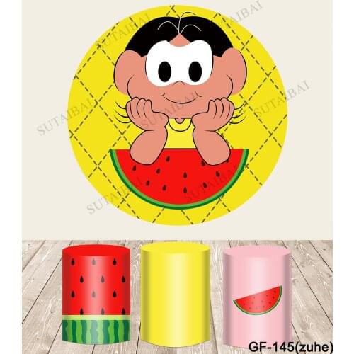 Round Circle Background Cartoon Magali Festa Watermelon Backdrop Boys Birthday Party Table Cover for Photo Studio