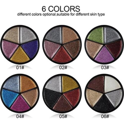 Makeup Shimmer Eyeshadow Palette 6 Colors Smokey Cut Crease Eyeshadow Shadow Sleek Palette Glitter Powder