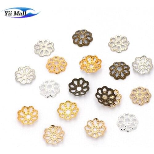 500pcs /lot 7mm Gold Silver Color Bulk Metal Flower Petal Spacer Beads Caps For Charm Jewelry Making Findings End Accessories