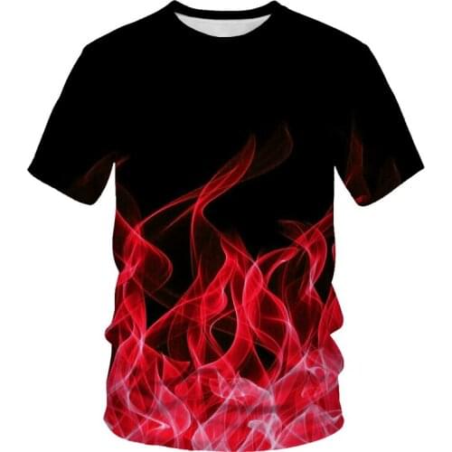 Fashionable summer mens t-shirt purgatory flame print casual t-shirt mens clothing street t-shirt male Asian size S-6XL