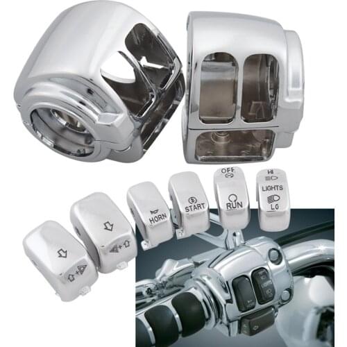 Motorcycle Chrome Switch Housings Cover Switch Cap Buttons For Harley Dyna Sportster 883 1200 Softail Touring Models