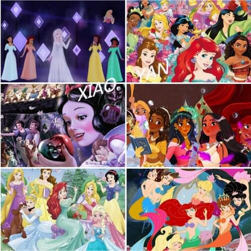 5D DIY Diamond Painting Twelve Princess Group Photo Round Diamond Embroidery Set Exquisite Crafts Home Decoration Disney