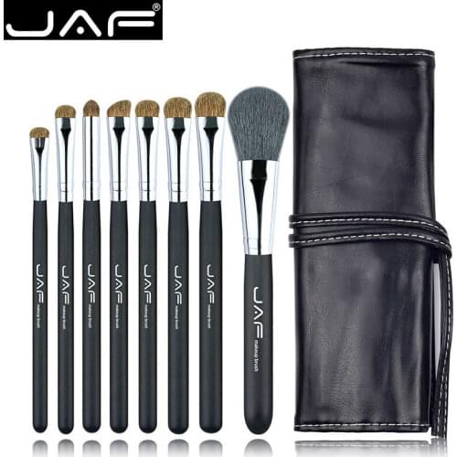 Studio 8 pcs Make Up Brush Sets in Leather Case with String Makeup Brushes Kit Natural Animal Hair J0811YC-B
