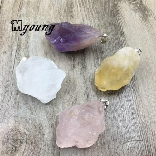 Natural Raw Crystal Quartz Druzy Nugget Pendants,Gems Stone Amethysts\Clear Quartz\ topazs\Rose Quartzs Necklace Pendants MY1987