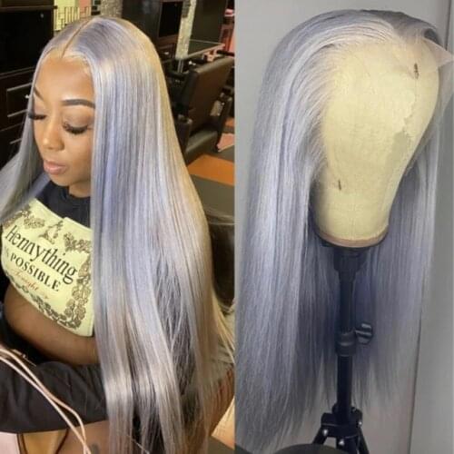 Gray Ask Blonde Color Soft Natural Hairline Straight Lace Front Wigs Synthetic Hair With Baby Hair Daily Wig For Women Glueless