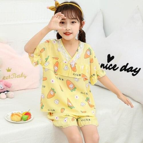 New Kid Girls Princess Cotton Floral Pajama Sets Toddler Kid‘s Flowers Pyjamas Suits Ruffle Sleepwear Children’s Home Clothing
