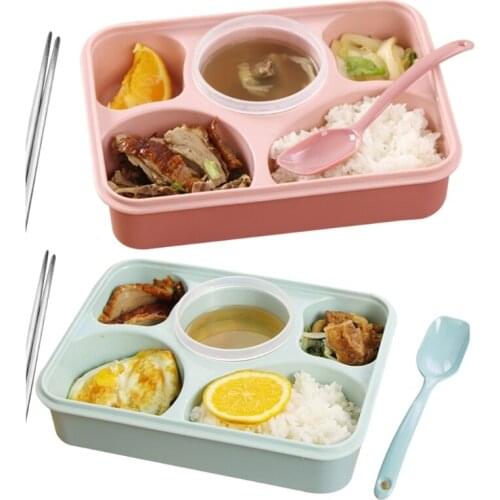 5 Grids Microwave Oven Plastic Bento Lunch Box Student Adult Sealed Fast Food Plate Leak-Proof Portable Divided Food Dishes