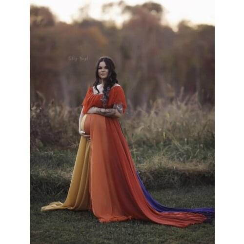Rainbow Maternity Dresses A Line Scoop Neck Maternity Gown for Photoshoot Boudoir Lingerie Robe Bathrobe Nightwear Babydoll
