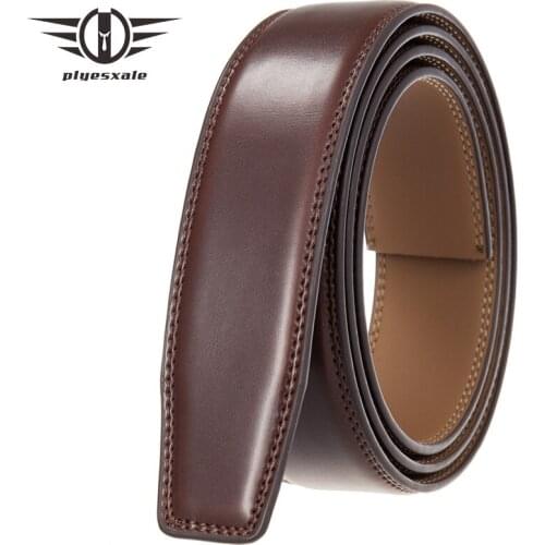 3.5cm Width No Buckle Cowhide Genuine Leather Belt Men Luxury High Quality Black Dark Brown Belts Without Automatic Buckle B311